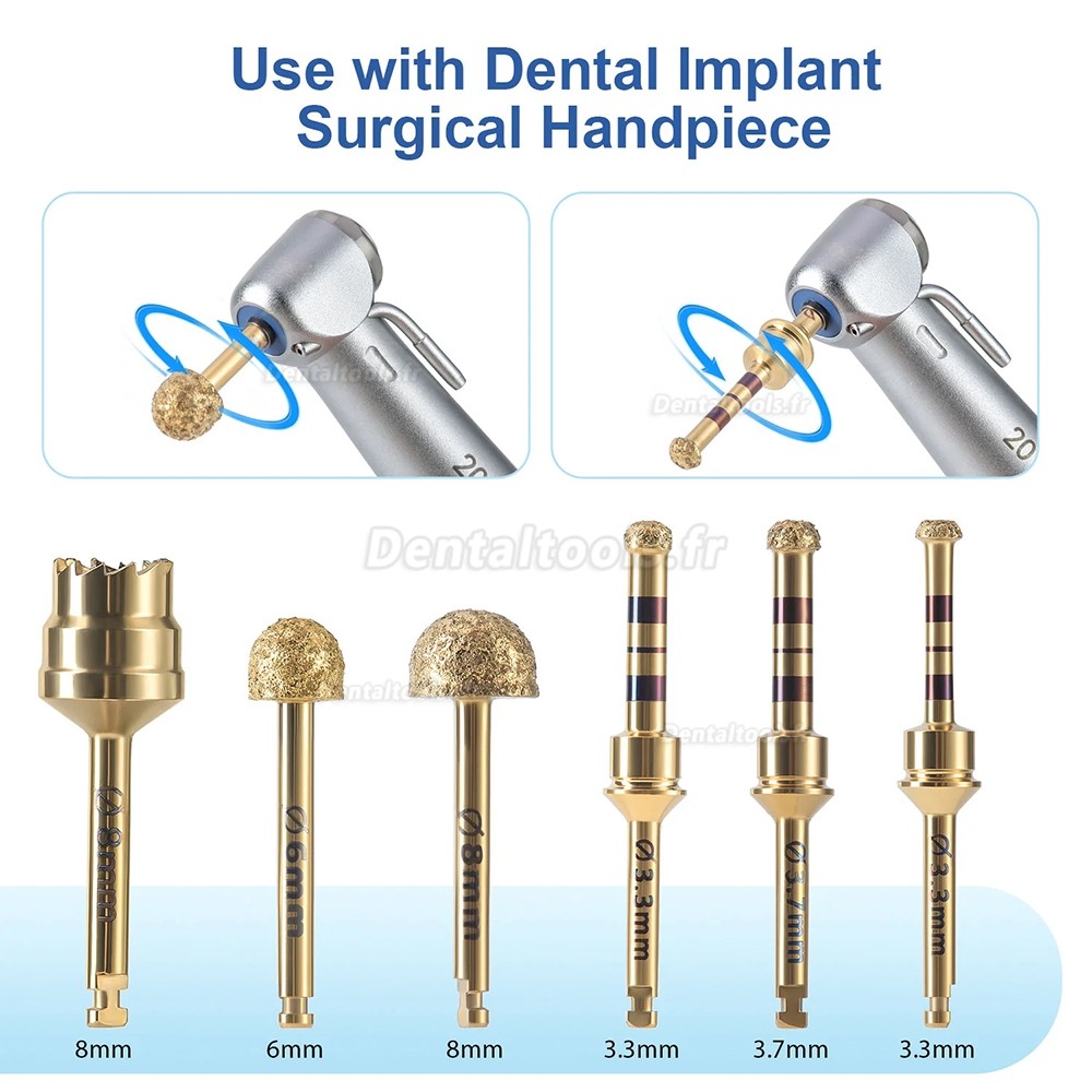 Kit de 6 Tr&eacute;fans Diamant&eacute;s pour &Eacute;l&eacute;vation Sinusienne Maxillaire Externe